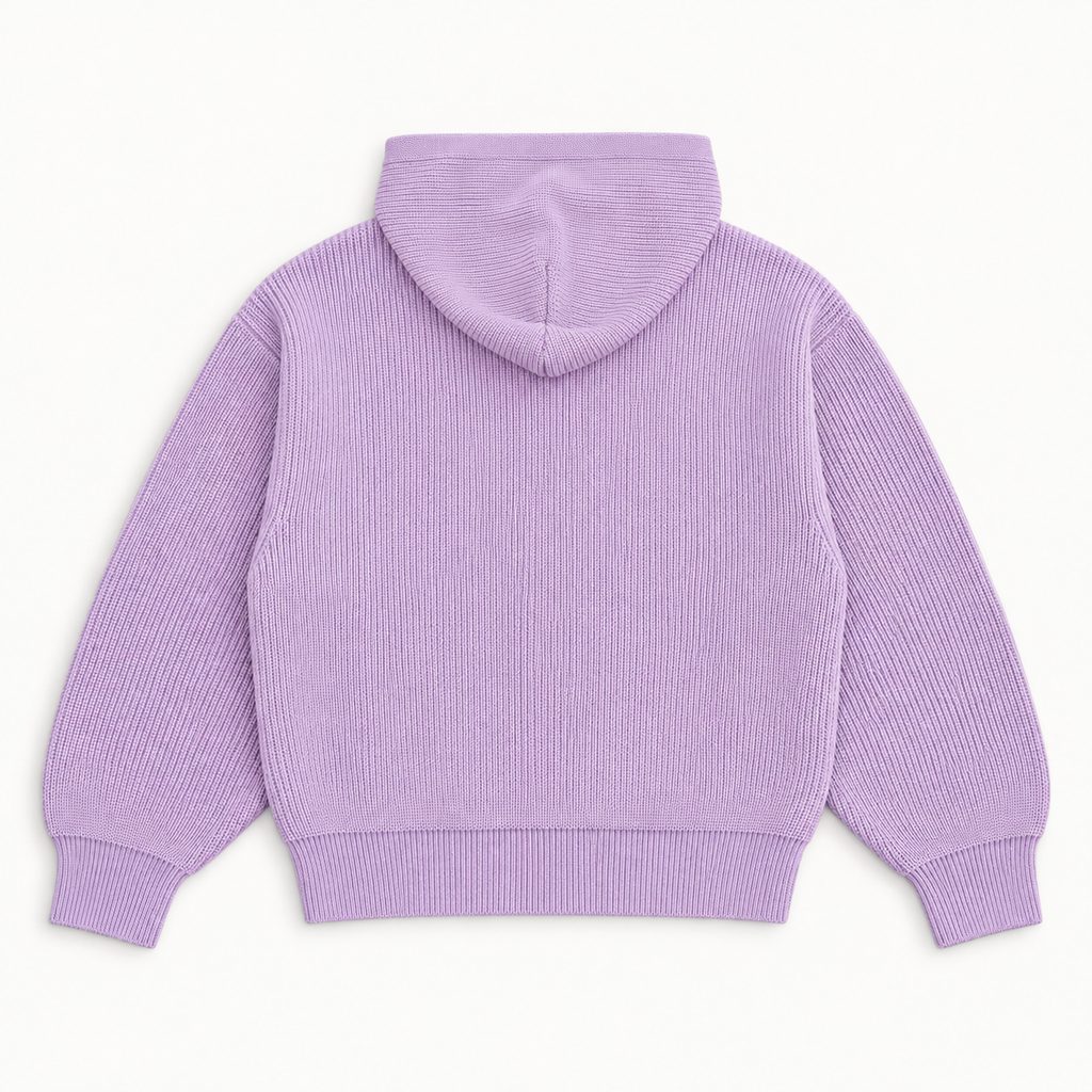 LOVE حب Knit Zip Hoodie - Pastel Lavender