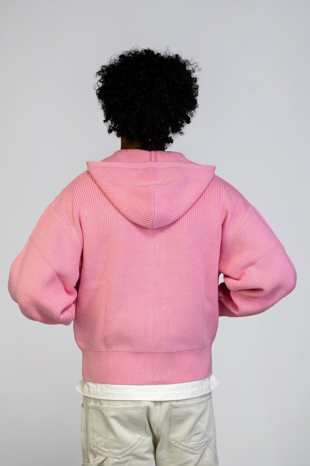 LOVE حب Knit Zip Hoodie - Pastel Pink