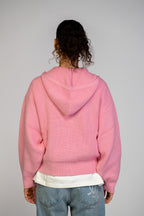 LOVE حب Knit Zip Hoodie - Pastel Pink