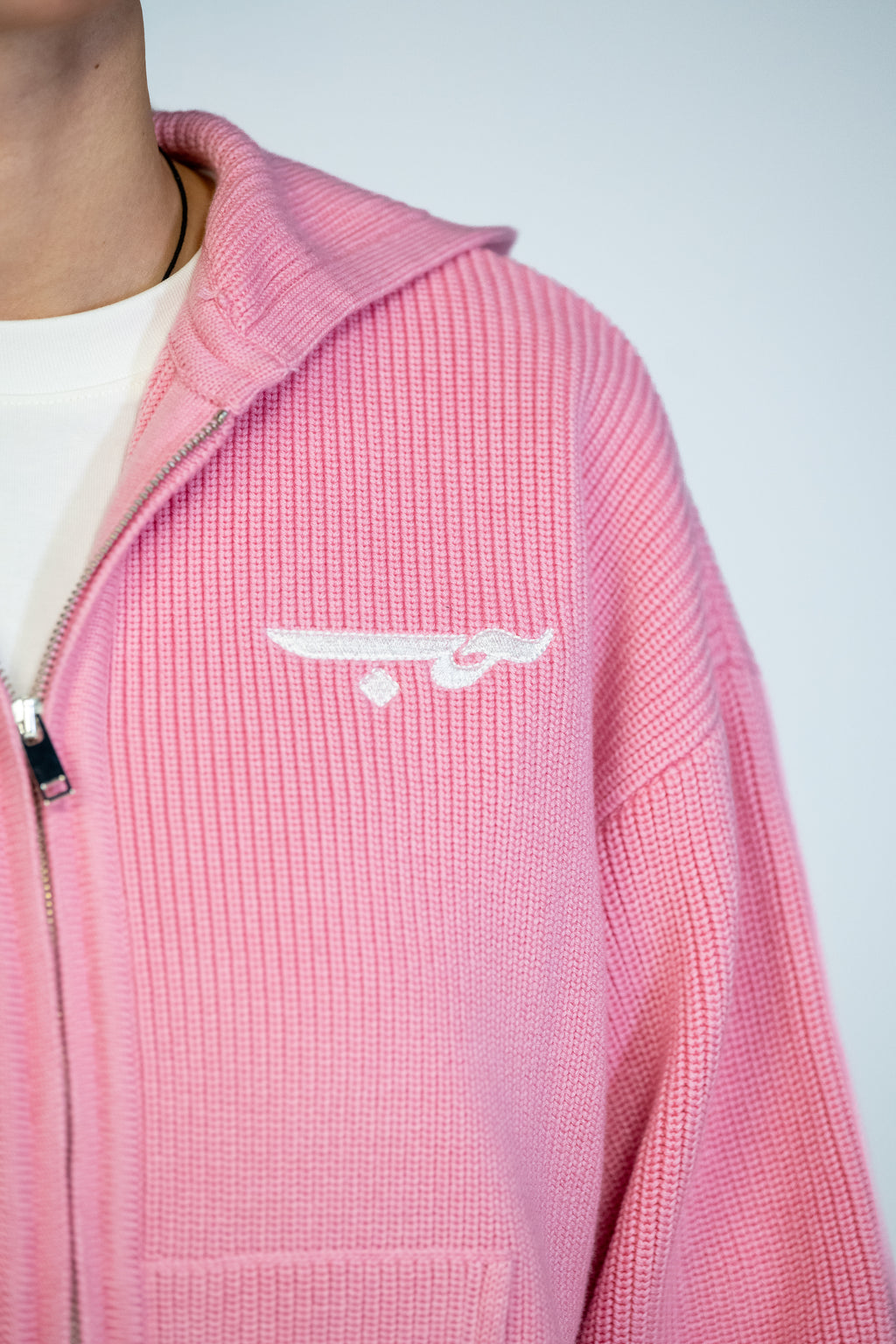 LOVE حب Knit Zip Hoodie - Pastel Pink