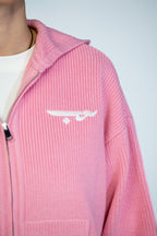 LOVE حب Knit Zip Hoodie - Pastel Pink