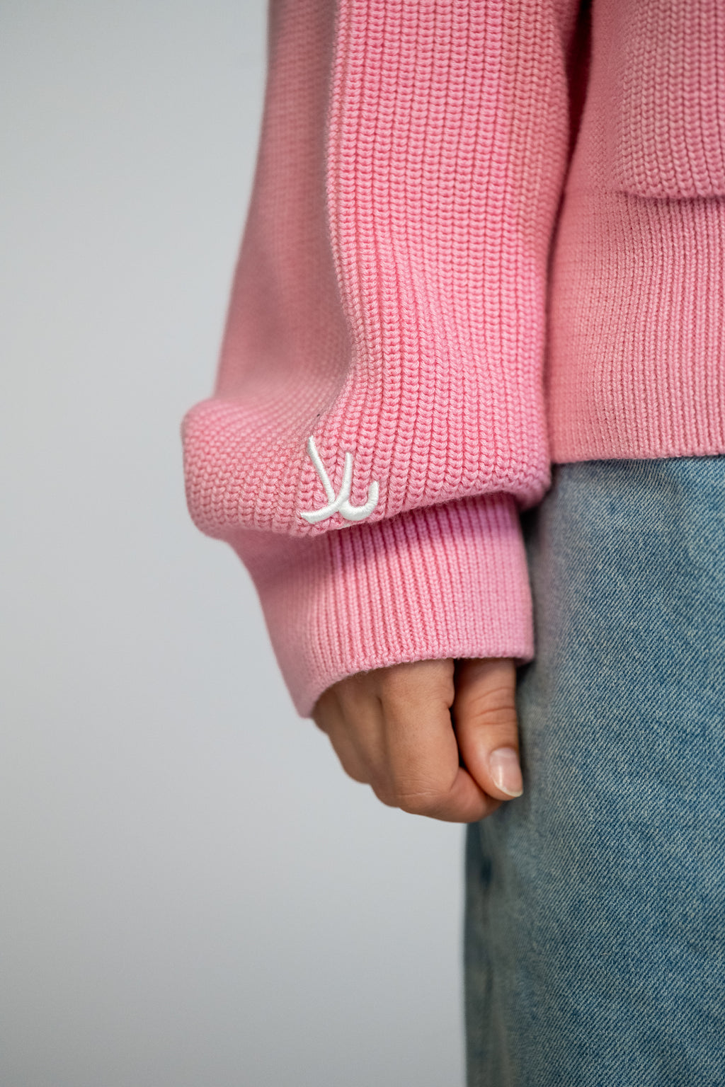 LOVE حب Knit Zip Hoodie - Pastel Pink