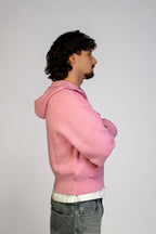 LOVE حب Knit Zip Hoodie - Pastel Pink