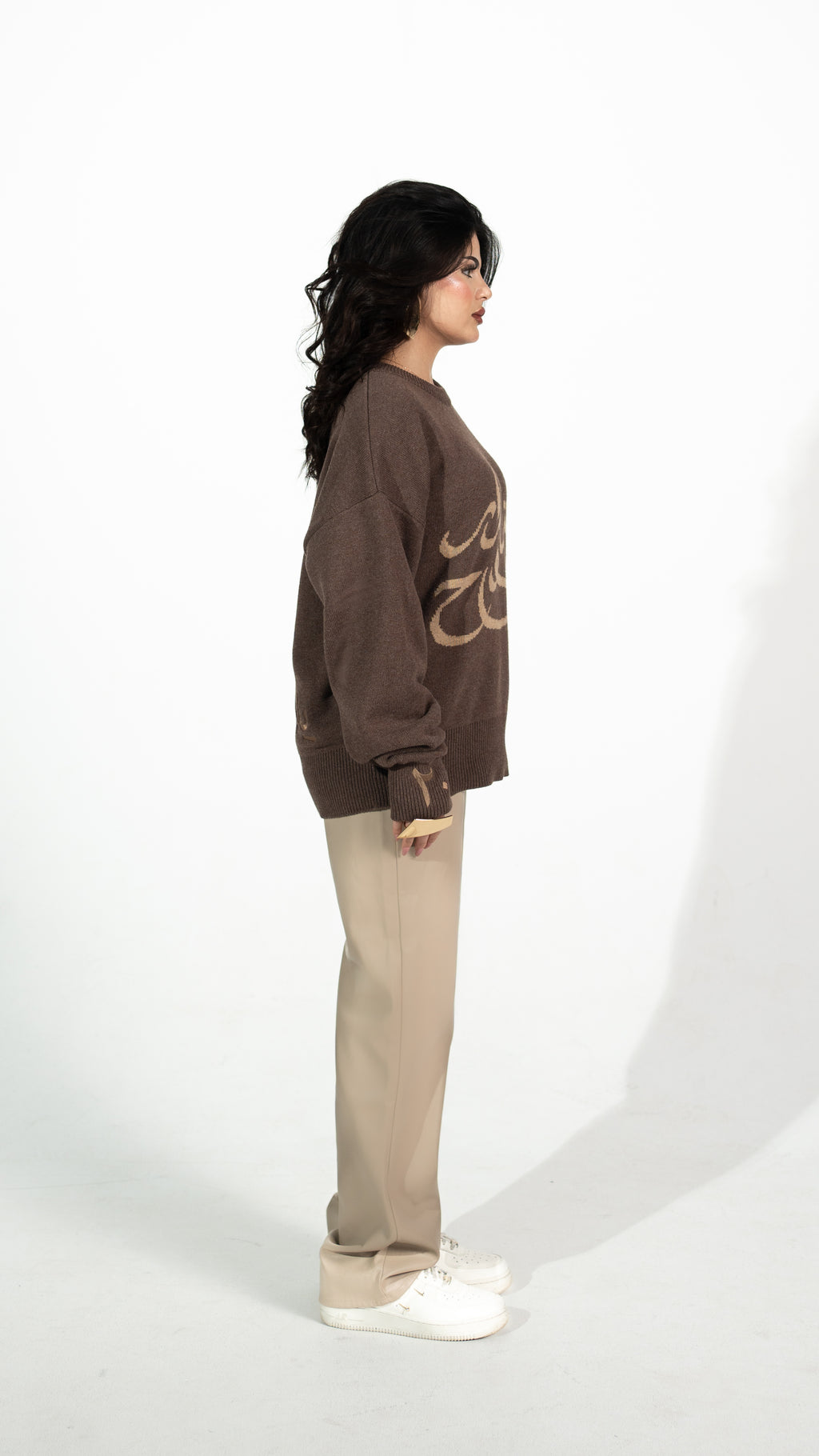 Brown Knit Sweater - "الاستمرار هو المفتاح / Persistence is the Key"