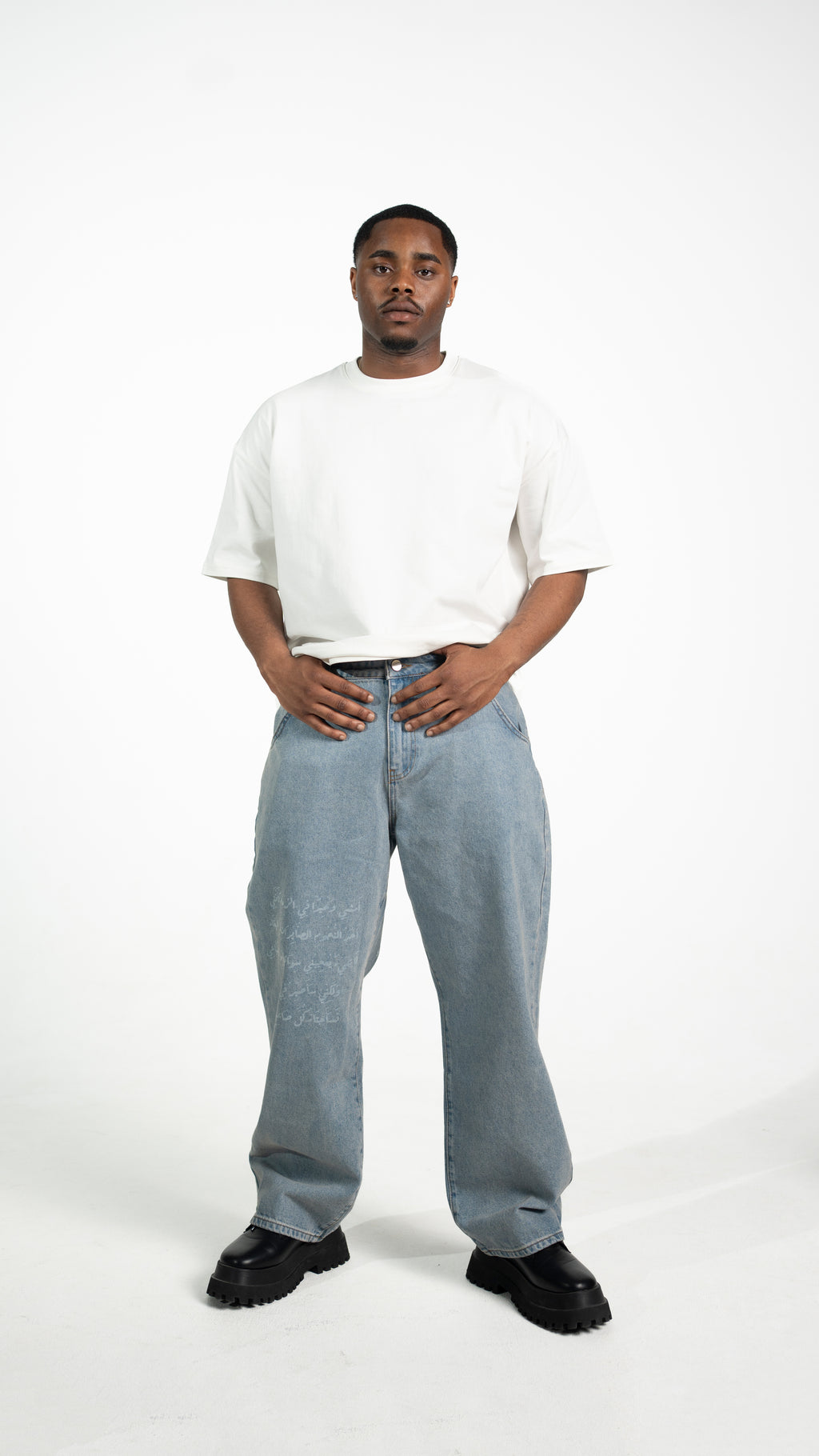 Poetry " شعر " Baggy Straight Jeans - Blue Gray