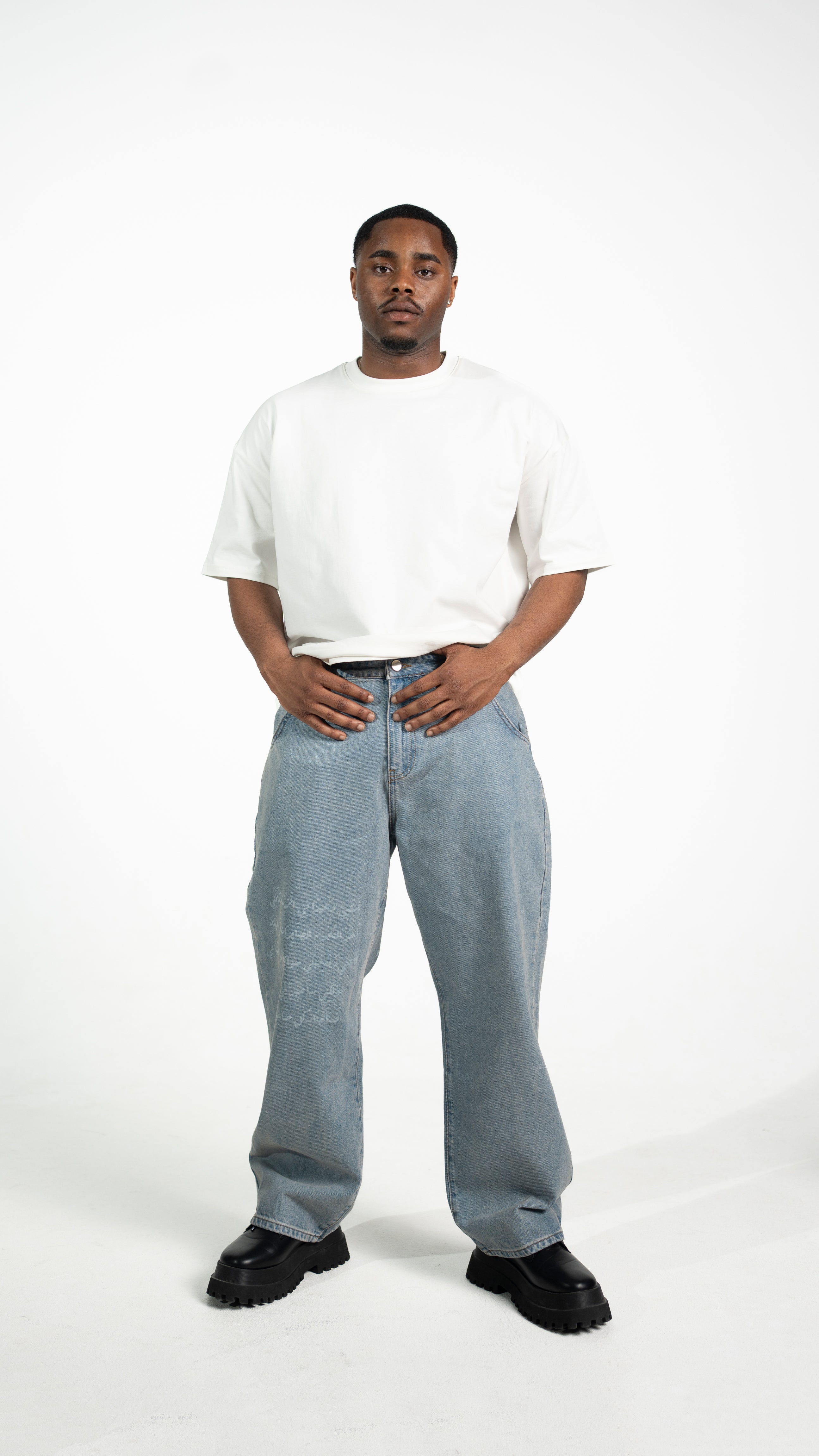 Poetry " شعر " Baggy Straight Jeans - Blue Gray