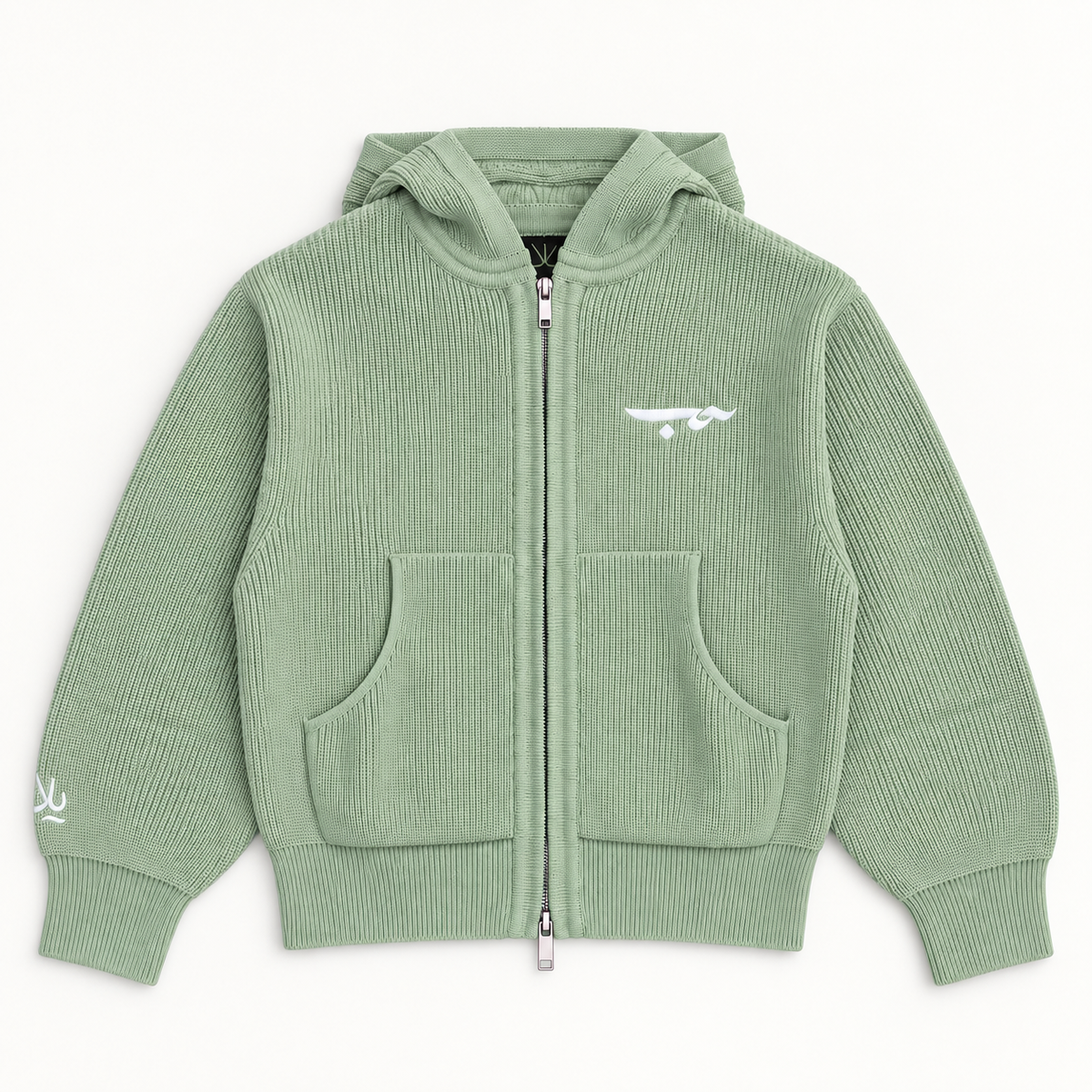 LOVE حب Knit Zip Hoodie - Mint Green