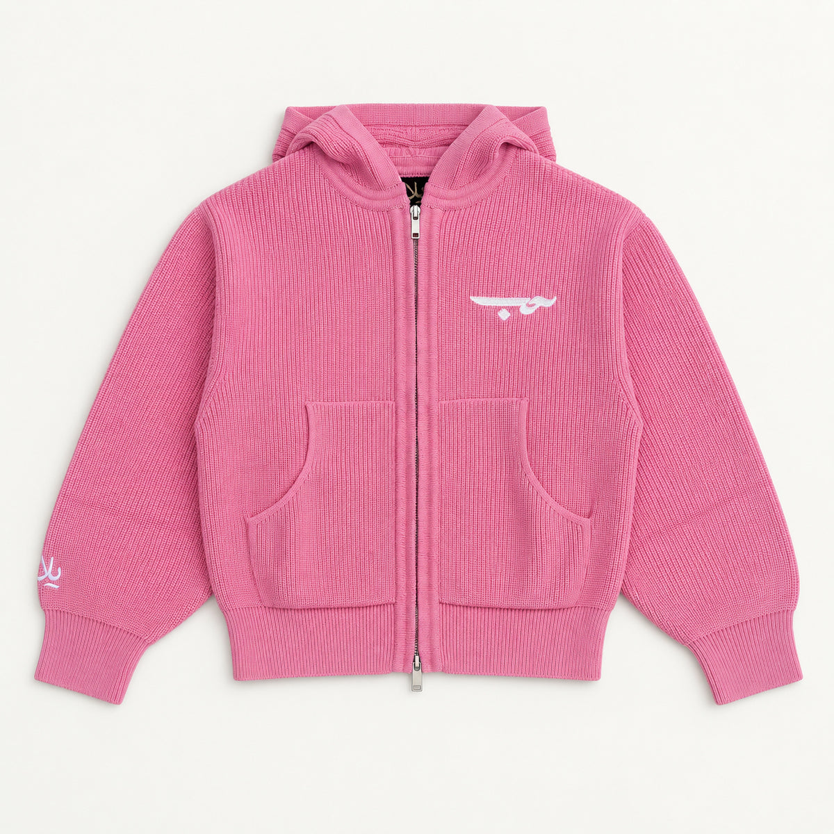 LOVE حب Knit Zip Hoodie - Pastel Pink